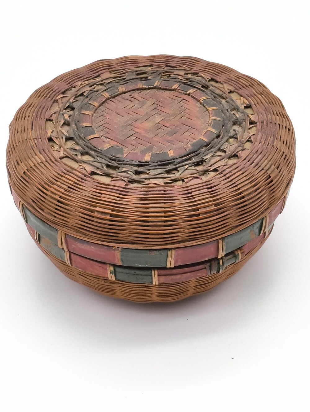 Antique Woven Sewing Basket Decor Boho Traditional Style